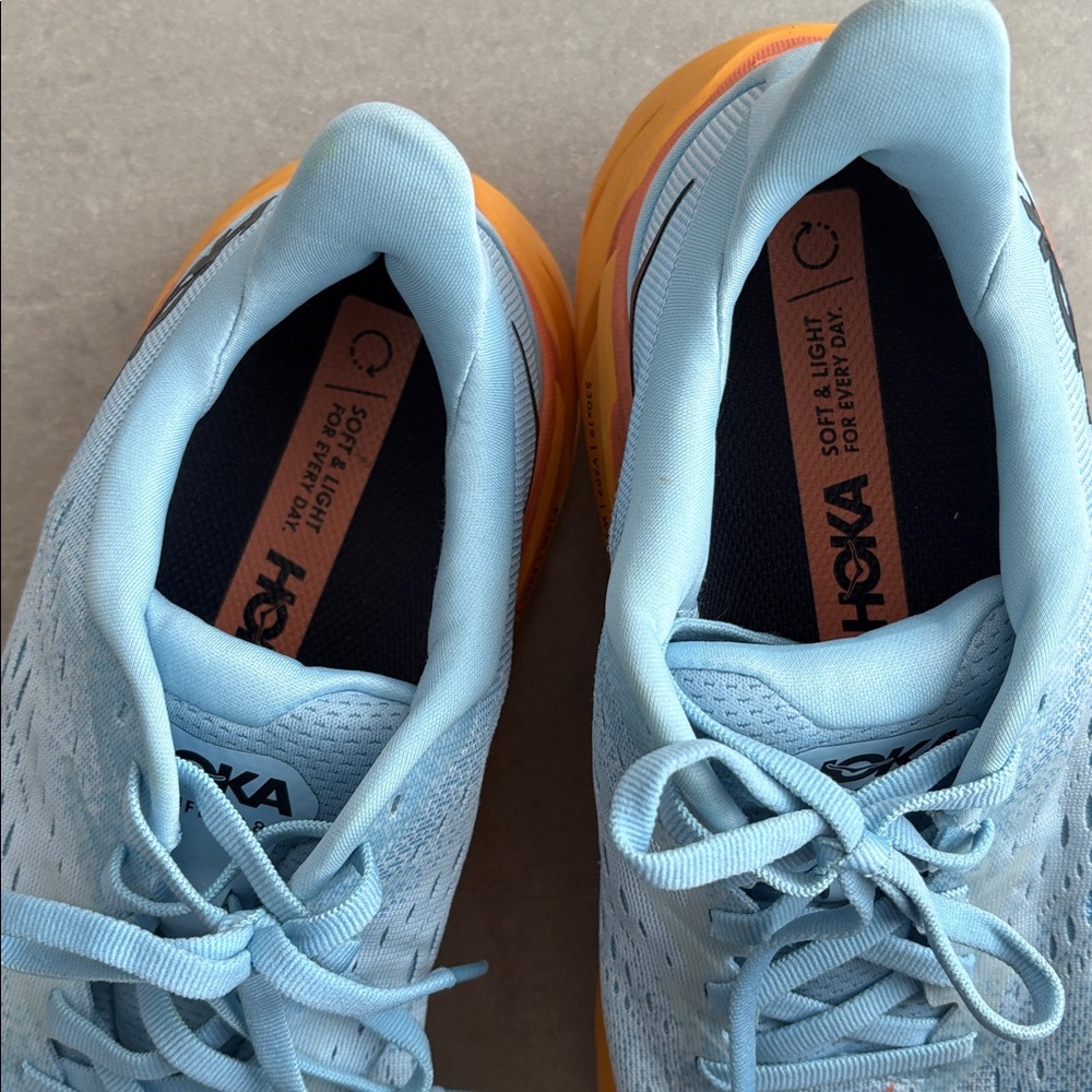 Hoka Women's Light Blue and Orange Athletic Shoes - Picture 4 of 5